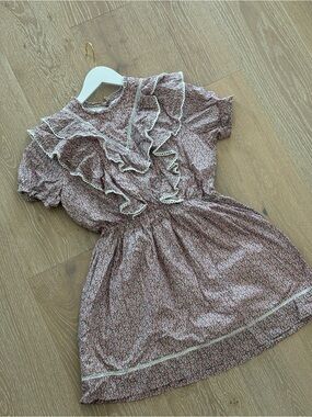 Floral Ruffle Mini Dress in Dusty Rose